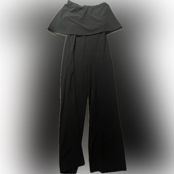 NWT DO + BE Womens Small Black Strapless Overlay Front Jumpsuit Wide Leg - Picture 2 of 6